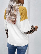 Stitching Leopard Print Knit Waffle Long-sleeved T-shirt - T-shirts - INS | Online Fashion Free Shipping Clothing, Dresses, Tops, Shoes - 16/07/2021 - 20-30 - color-black