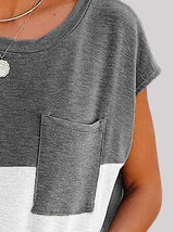 Stitching Printed Short Sleeve T-shirt - T-Shirt - INS | Online Fashion Free Shipping Clothing, Dresses, Tops, Shoes - 02/06/2021 - Color_Gray - Color_Khkai