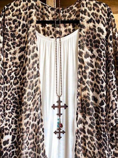 STOP ON THE WAY KIMONO - BROWN/LEOPARD - INS | Online Fashion Free Shipping Clothing, Dresses, Tops, Shoes