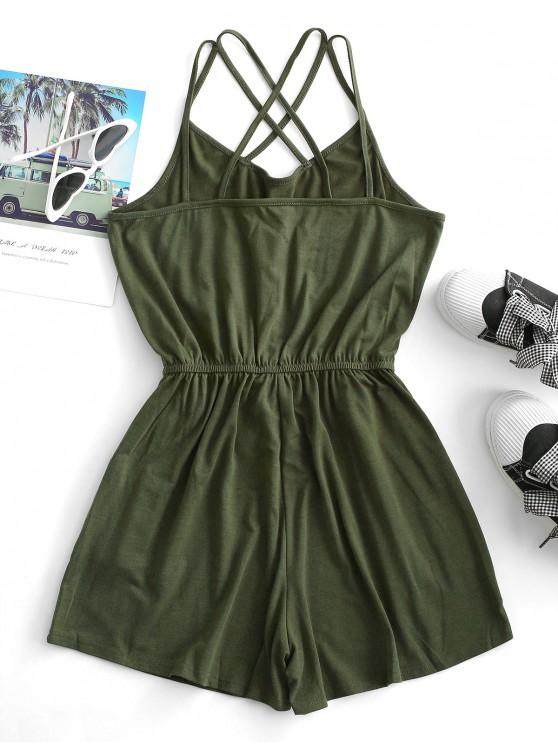 Straps Caged Back Tie Cami Pocket Romper - INS | Online Fashion Free Shipping Clothing, Dresses, Tops, Shoes