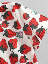 Strawberry Print Slim Crop Tee - INS | Online Fashion Free Shipping Clothing, Dresses, Tops, Shoes