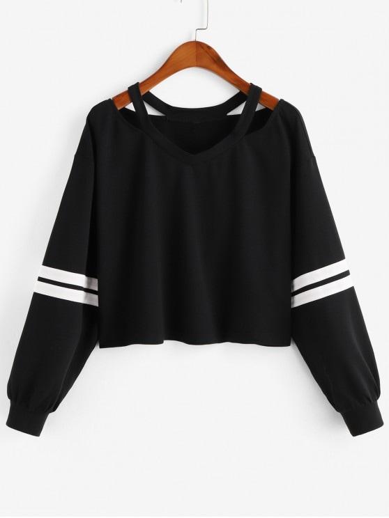 Stripe Cold Shoulder Sweatshirt - INS | Online Fashion Free Shipping Clothing, Dresses, Tops, Shoes