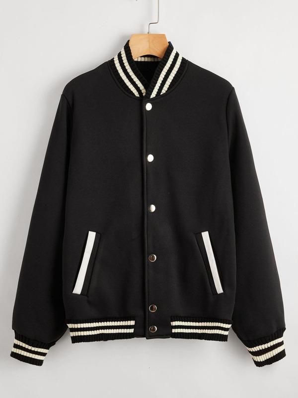 Striped Button Up Bomber Jacket - INS | Online Fashion Free Shipping Clothing, Dresses, Tops, Shoes