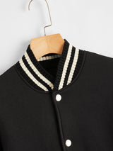 Striped Button Up Bomber Jacket - INS | Online Fashion Free Shipping Clothing, Dresses, Tops, Shoes