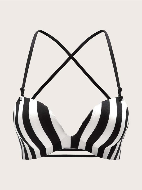 Striped Caged Back Seamless Bra - INS | Online Fashion Free Shipping Clothing, Dresses, Tops, Shoes