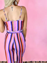 Striped High Waist Lace-up Jumpsuit - Jumpsuit & Rompers - INS | Online Fashion Free Shipping Clothing, Dresses, Tops, Shoes - 02/07/2021 - 20-30 - Bottoms