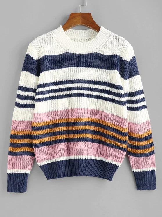 Striped Loose Jumper Sweater - INS | Online Fashion Free Shipping Clothing, Dresses, Tops, Shoes