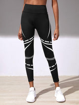 Striped Panel Cropped Sports Leggings - INS | Online Fashion Free Shipping Clothing, Dresses, Tops, Shoes