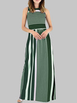 Striped Print Sleeveless Round Neck Dress - Maxi Dresses - INS | Online Fashion Free Shipping Clothing, Dresses, Tops, Shoes - 06/07/2021 - 20-30 - color-black