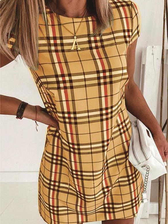 Striped Print Slim Short Sleeve Dress - Mini Dresses - INS | Online Fashion Free Shipping Clothing, Dresses, Tops, Shoes - 07/06/2021 - Color_Apricot - Color_Blue