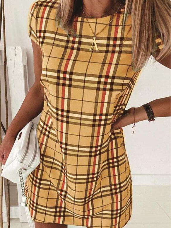 Striped Print Slim Short Sleeve Dress - Mini Dresses - INS | Online Fashion Free Shipping Clothing, Dresses, Tops, Shoes - 07/06/2021 - Color_Apricot - Color_Blue