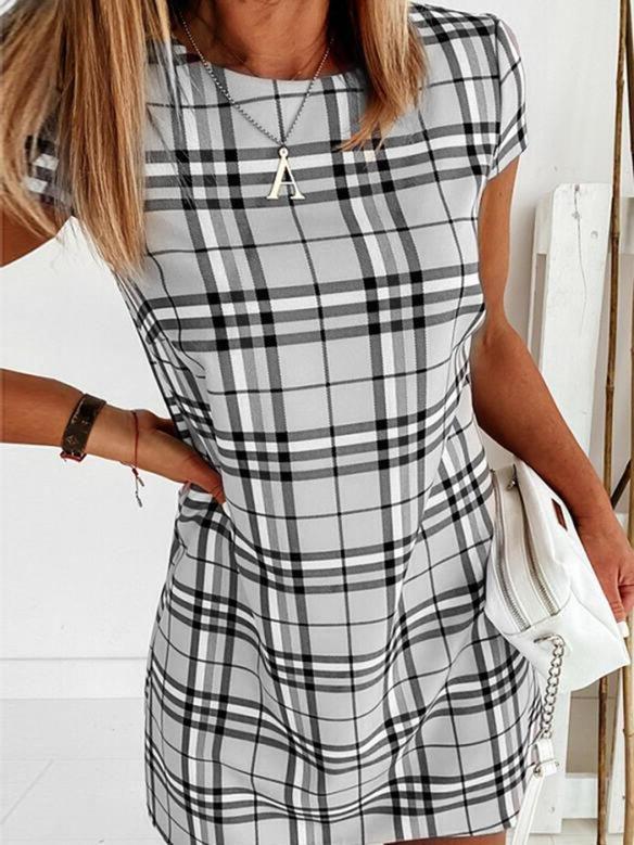 Striped Print Slim Short Sleeve Dress - Mini Dresses - INS | Online Fashion Free Shipping Clothing, Dresses, Tops, Shoes - 07/06/2021 - Color_Apricot - Color_Blue