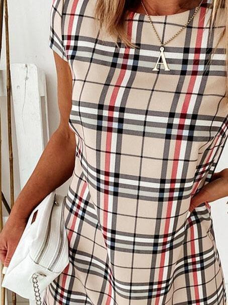 Striped Print Slim Short Sleeve Dress - Mini Dresses - INS | Online Fashion Free Shipping Clothing, Dresses, Tops, Shoes - 07/06/2021 - Color_Apricot - Color_Blue