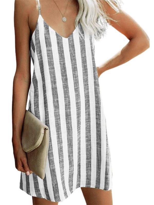 Striped Print Suspender Mini Dress - Mini Dresses - INS | Online Fashion Free Shipping Clothing, Dresses, Tops, Shoes - 24/05/2021 - Category_Mini Dresses - Color_Black