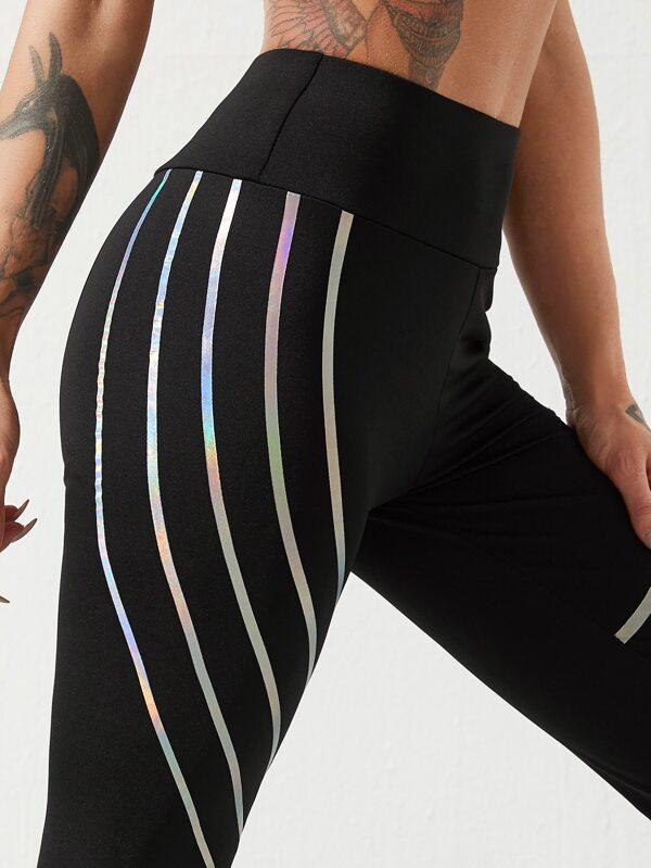 Striped Print Wide Band Waist Sports Leggings - INS | Online Fashion Free Shipping Clothing, Dresses, Tops, Shoes