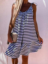 Striped Round Neck Open Back Mini Dress - Mini Dresses - INS | Online Fashion Free Shipping Clothing, Dresses, Tops, Shoes - 17/06/2021 - 20-30 - Category_Mini Dresses