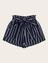 Striped Self-Tie Paperbag Shorts - INS | Online Fashion Free Shipping Clothing, Dresses, Tops, Shoes