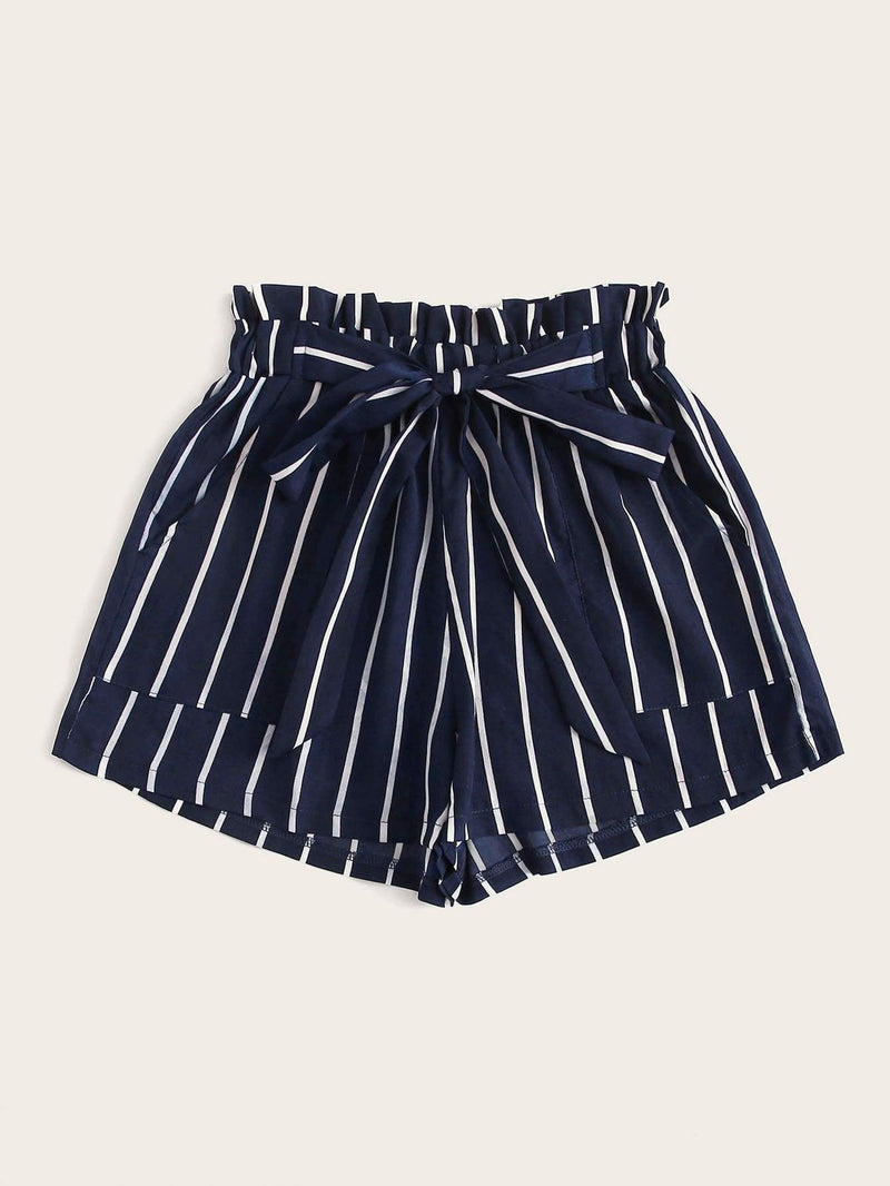 Striped Self-Tie Paperbag Shorts - INS | Online Fashion Free Shipping Clothing, Dresses, Tops, Shoes