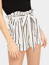 Striped Self-Tie Paperbag Shorts - INS | Online Fashion Free Shipping Clothing, Dresses, Tops, Shoes