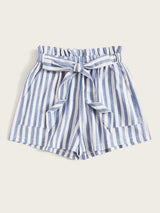 Striped Self-Tie Paperbag Shorts - INS | Online Fashion Free Shipping Clothing, Dresses, Tops, Shoes