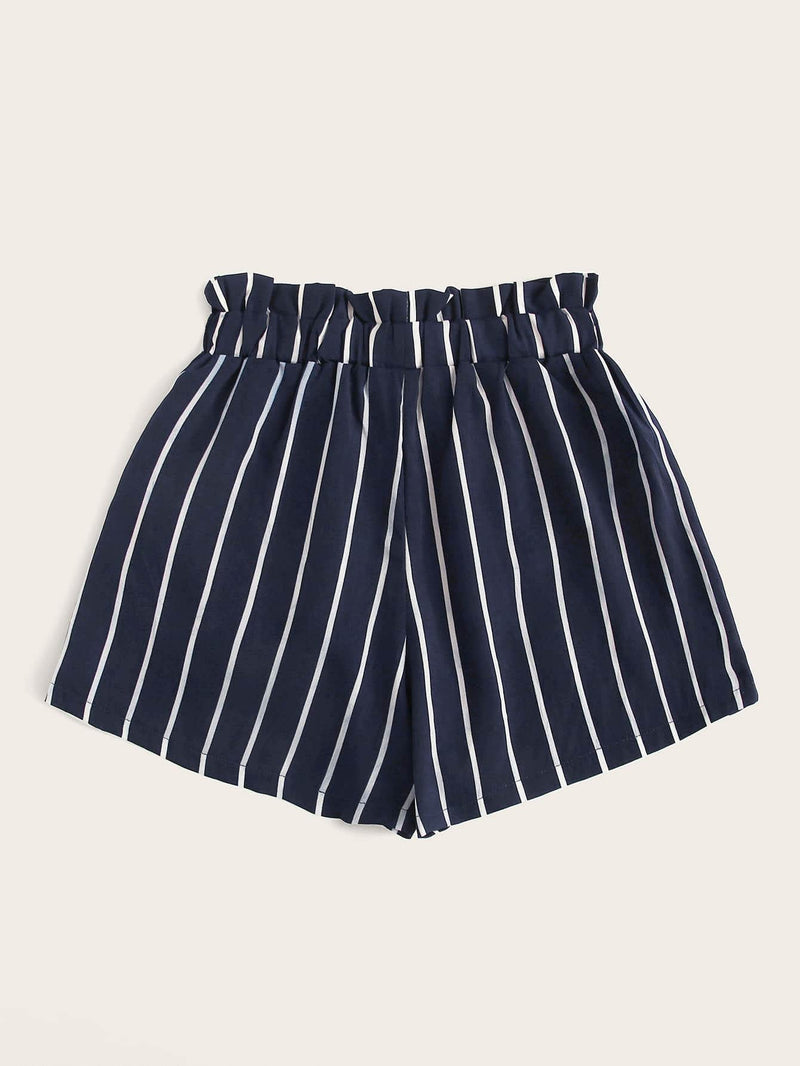 Striped Self-Tie Paperbag Shorts - INS | Online Fashion Free Shipping Clothing, Dresses, Tops, Shoes