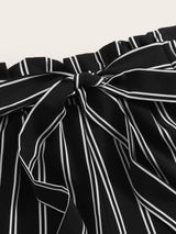 Striped Self-Tie Paperbag Shorts - INS | Online Fashion Free Shipping Clothing, Dresses, Tops, Shoes