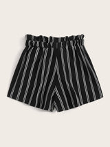 Striped Self-Tie Paperbag Shorts - INS | Online Fashion Free Shipping Clothing, Dresses, Tops, Shoes