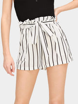 Striped Self-Tie Paperbag Shorts - INS | Online Fashion Free Shipping Clothing, Dresses, Tops, Shoes