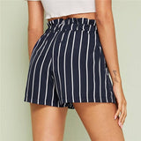 Striped Self-Tie Paperbag Shorts - INS | Online Fashion Free Shipping Clothing, Dresses, Tops, Shoes