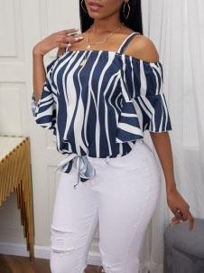 Striped Shirt With Flared Sleeves - Blouses - INS | Online Fashion Free Shipping Clothing, Dresses, Tops, Shoes - 07/07/2021 - 10-20 - BLO2107081176