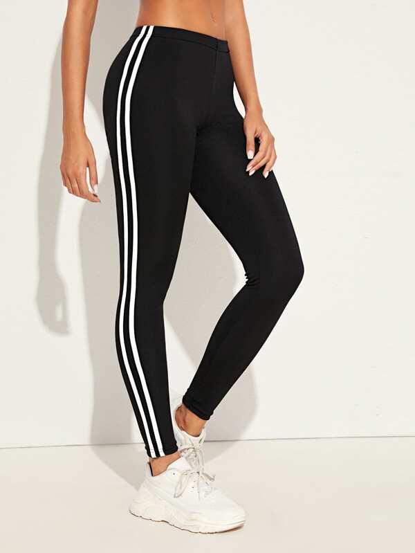 Striped Side Skinny Sports Leggings - INS | Online Fashion Free Shipping Clothing, Dresses, Tops, Shoes