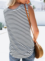 Striped Sleeveless V Neck Tank Top - Tank Tops - INS | Online Fashion Free Shipping Clothing, Dresses, Tops, Shoes - 10-20 - 19/06/2021 - color-white