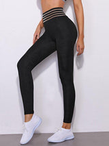 Striped Tape High Waist Sports Leggings - INS | Online Fashion Free Shipping Clothing, Dresses, Tops, Shoes