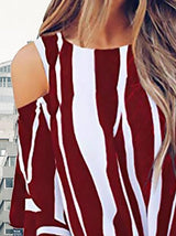 Striped Three-quarter Sleeve Print Knotted Pullover Blouse - Blouses - INS | Online Fashion Free Shipping Clothing, Dresses, Tops, Shoes - 10-20 - 22/07/2021 - BLO2107221252