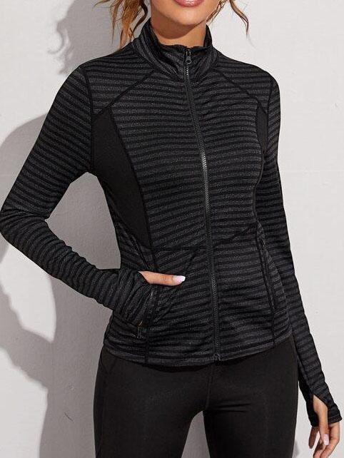 Striped Zip-up Sports Jacket - Activewear - INS | Online Fashion Free Shipping Clothing, Dresses, Tops, Shoes - 01/26/2021 - Activewear - Autumn