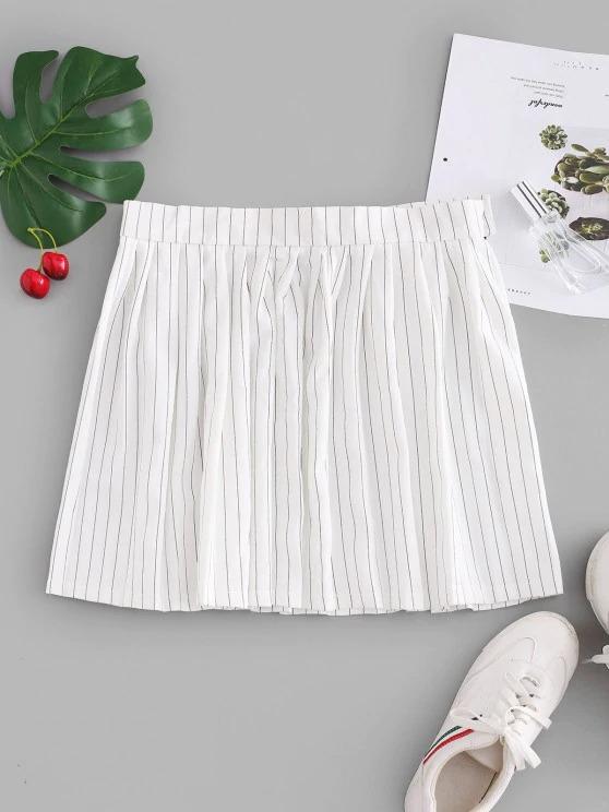 Stripes Mini Pleated Skirt - INS | Online Fashion Free Shipping Clothing, Dresses, Tops, Shoes