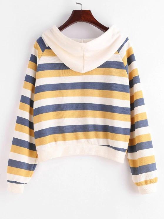 Stripes Raglan Sleeve Ribbed Hoodie - INS | Online Fashion Free Shipping Clothing, Dresses, Tops, Shoes