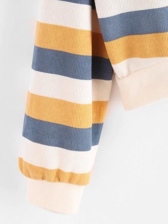 Stripes Raglan Sleeve Ribbed Hoodie - INS | Online Fashion Free Shipping Clothing, Dresses, Tops, Shoes