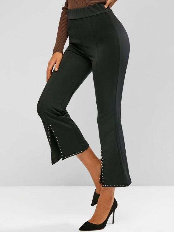 Studded Slit Hem Pull On Flare Pants - Pants - INS | Online Fashion Free Shipping Clothing, Dresses, Tops, Shoes - 02/18/2021 - Black - Bottoms