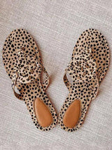 Suede flat leopard print beach sandals and slippers - INS | Online Fashion Free Shipping Clothing, Dresses, Tops, Shoes