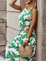 Summer Bohemian Retro Print Halter Beach Dress - Maxi Dresses - INS | Online Fashion Free Shipping Clothing, Dresses, Tops, Shoes - 21/06/2021 - 30-40 - color-green