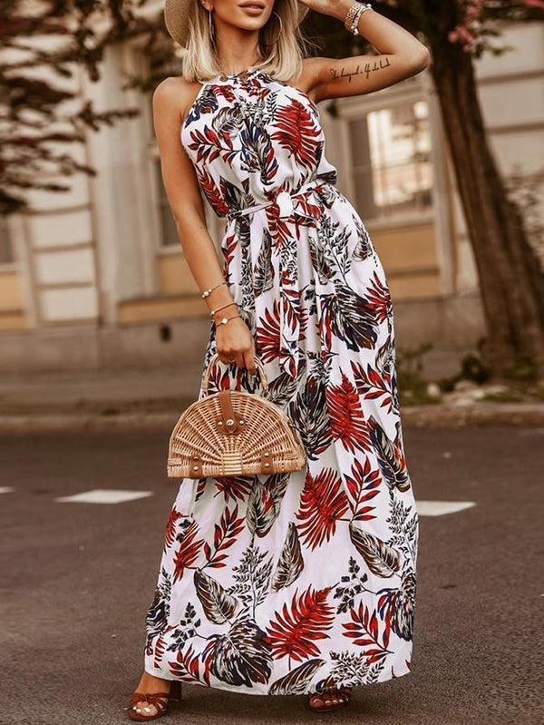 Summer Bohemian Retro Print Halter Beach Dress - Maxi Dresses - INS | Online Fashion Free Shipping Clothing, Dresses, Tops, Shoes - 21/06/2021 - 30-40 - color-green