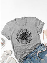 Summer Cute Sunflower Print Leisure T-shirt - T-Shirts - INS | Online Fashion Free Shipping Clothing, Dresses, Tops, Shoes - 01/04/2021 - 2XL - 3XL