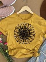 Summer Cute Sunflower Print Leisure T-shirt - T-Shirts - INS | Online Fashion Free Shipping Clothing, Dresses, Tops, Shoes - 01/04/2021 - 2XL - 3XL