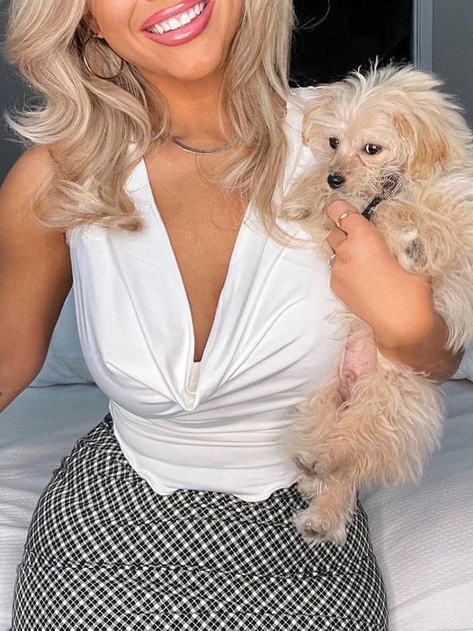 Summer Fashion Solid Color Strapless T-shirt - T-shirts - INS | Online Fashion Free Shipping Clothing, Dresses, Tops, Shoes - 12/05/2021 - 120521 - Color_White