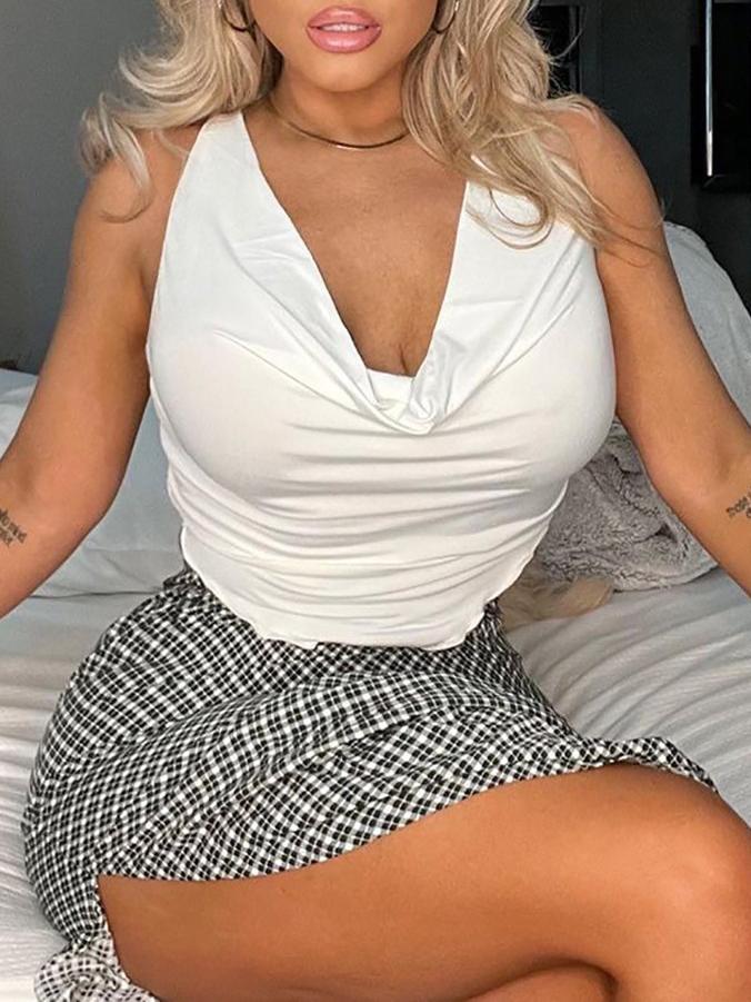 Summer Fashion Solid Color Strapless T-shirt - T-shirts - INS | Online Fashion Free Shipping Clothing, Dresses, Tops, Shoes - 12/05/2021 - 120521 - Color_White