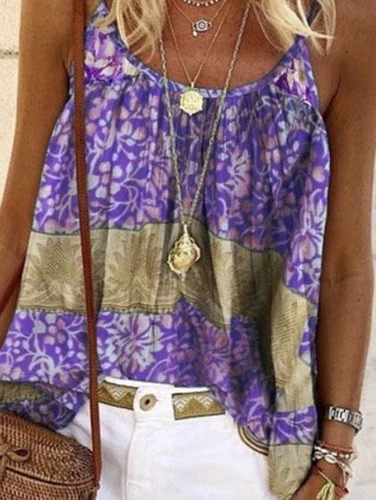 Summer Floral Print Loose Camisole - Tank Tops - INS | Online Fashion Free Shipping Clothing, Dresses, Tops, Shoes - 07/06/2021 - Color_Blue - Color_Green