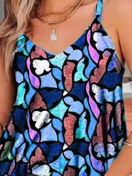 Summer Loose Print Camisole Vest - Tank Tops - INS | Online Fashion Free Shipping Clothing, Dresses, Tops, Shoes - 04/06/2021 - Color_Blue - Color_Gray