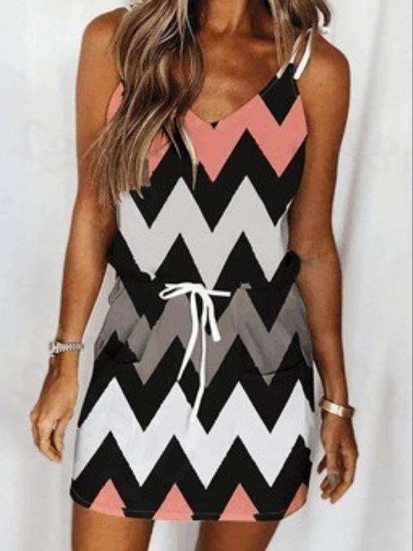 Summer Loose Striped Print Vest Dress - Mini Dresses - INS | Online Fashion Free Shipping Clothing, Dresses, Tops, Shoes - 09/06/2021 - Color_Black - Color_Red