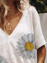 Summer Loose Sun Flower Print T-shirt - T-shirts - INS | Online Fashion Free Shipping Clothing, Dresses, Tops, Shoes - 13/05/2021 - 13052021 - 130521